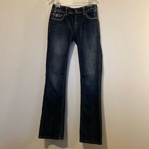 Rock and Roll Cowgirl denim mid rise 5 pocket bling stitched  jeans 26x34